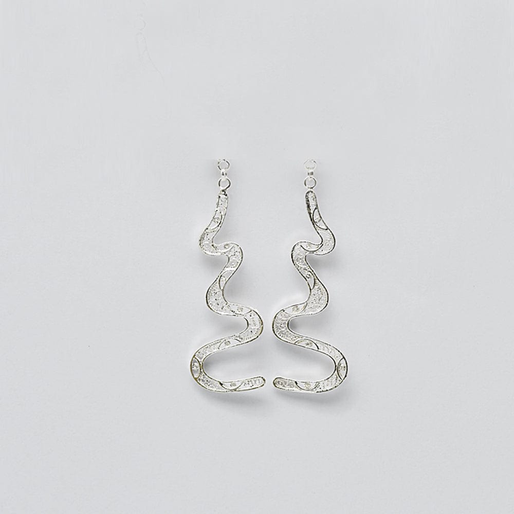 Serpente I Silver Earrings - 2.4'' - Luisa Paixao | USA