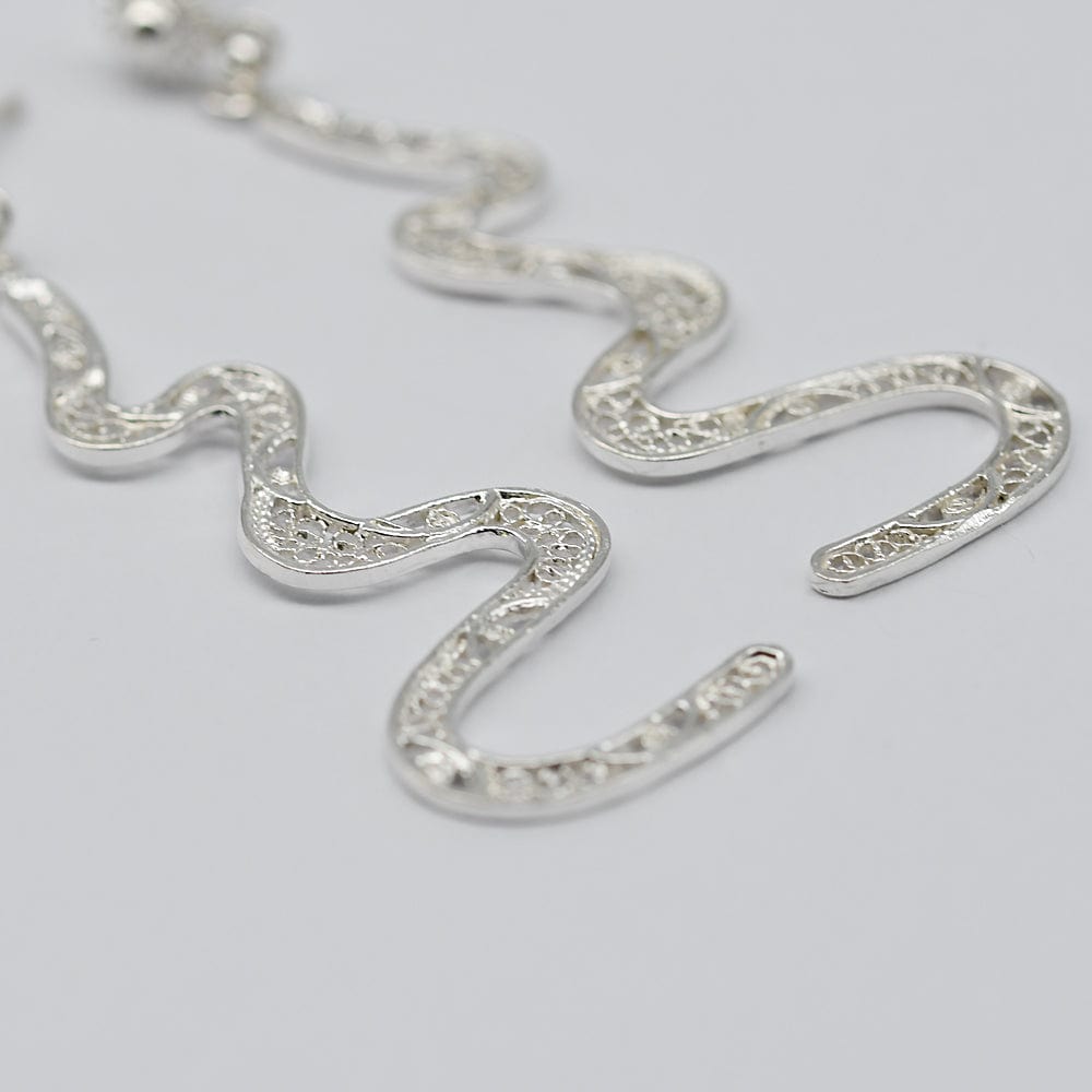 Serpente I Silver Earrings - 2.4'' - Luisa Paixao | USA
