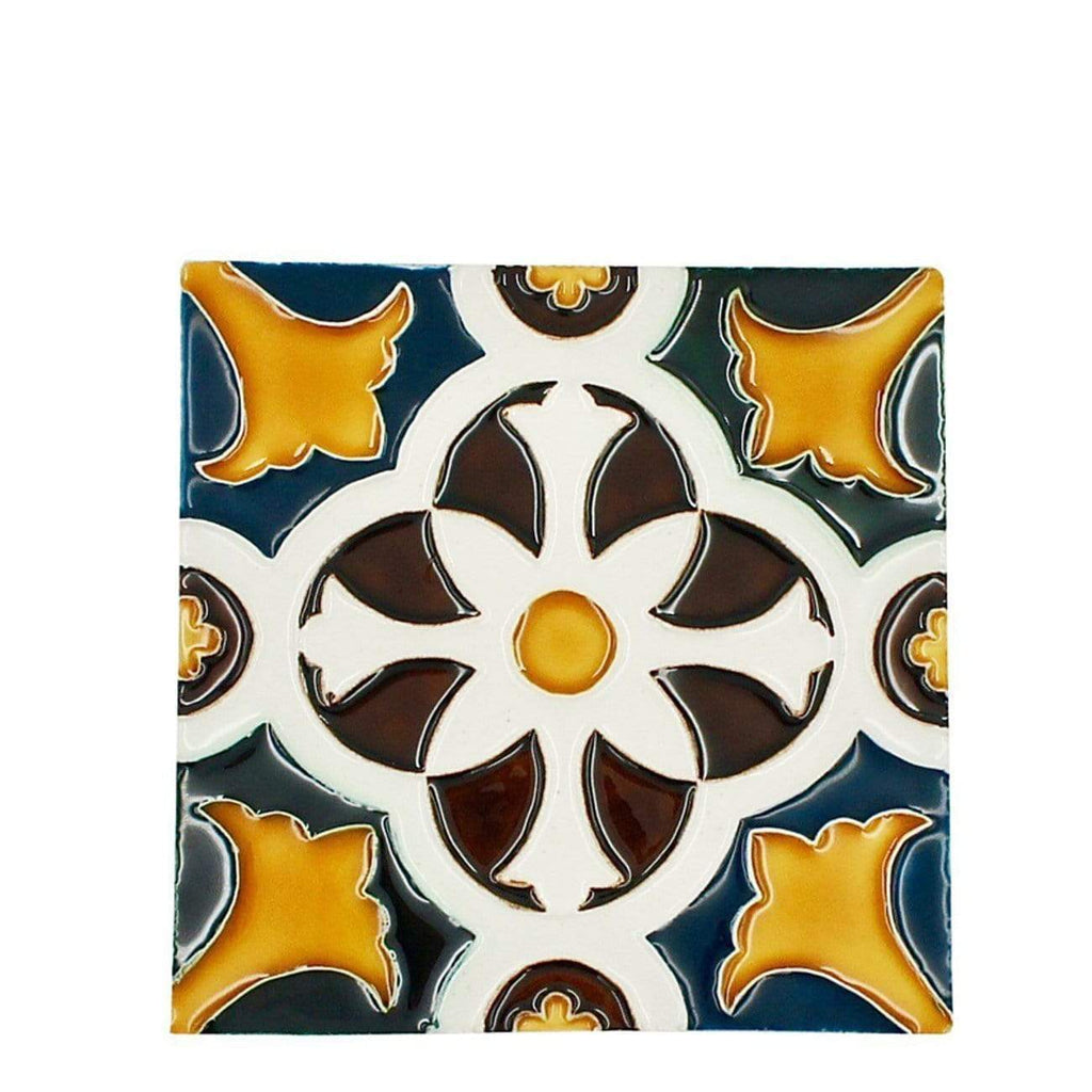 Spanish-Moorish Azulejo 14x14cm from Portugal
