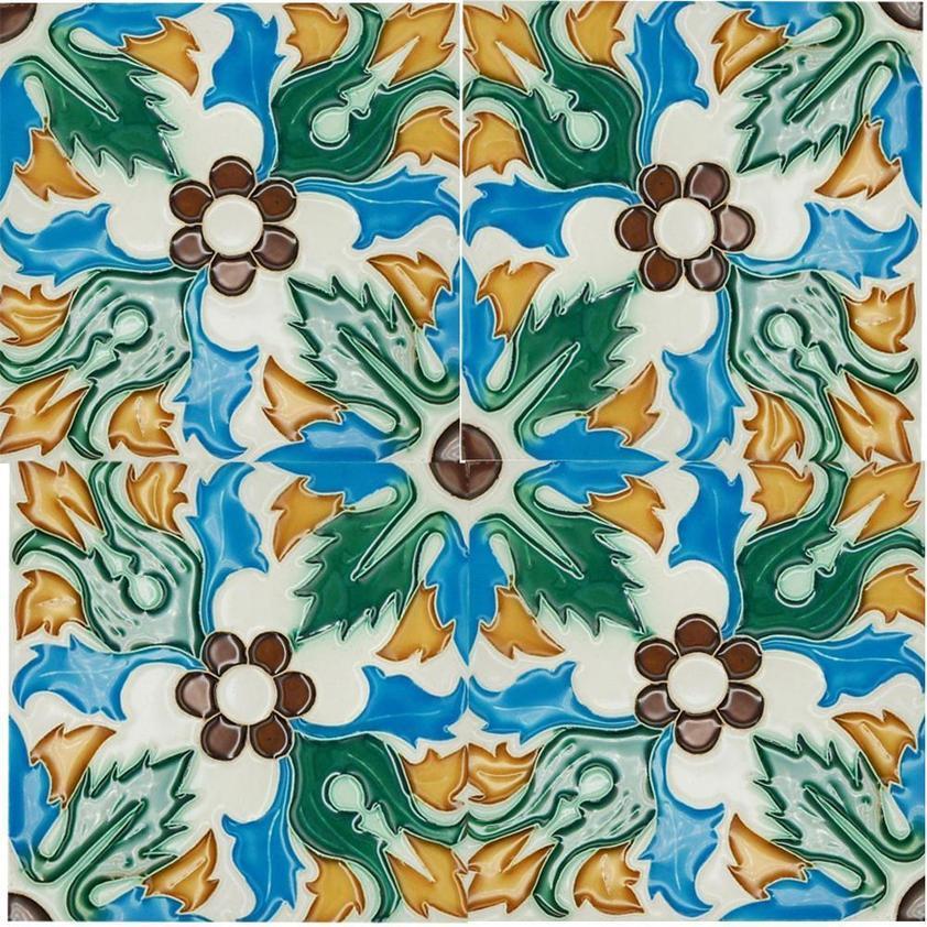 Spanish-Moorish Azulejo 8.5x8.5 cm from Portugal