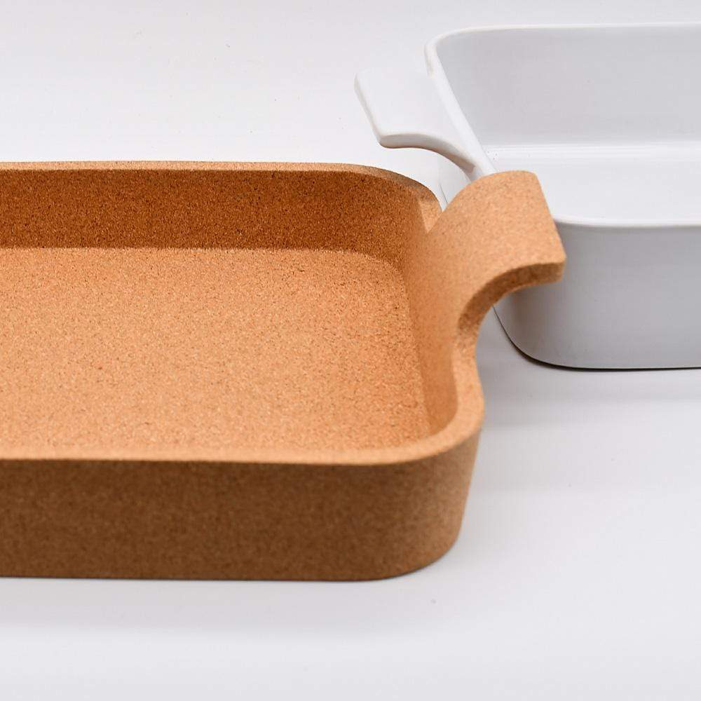 Stoneware baking Dish with cork base - White from Portugal